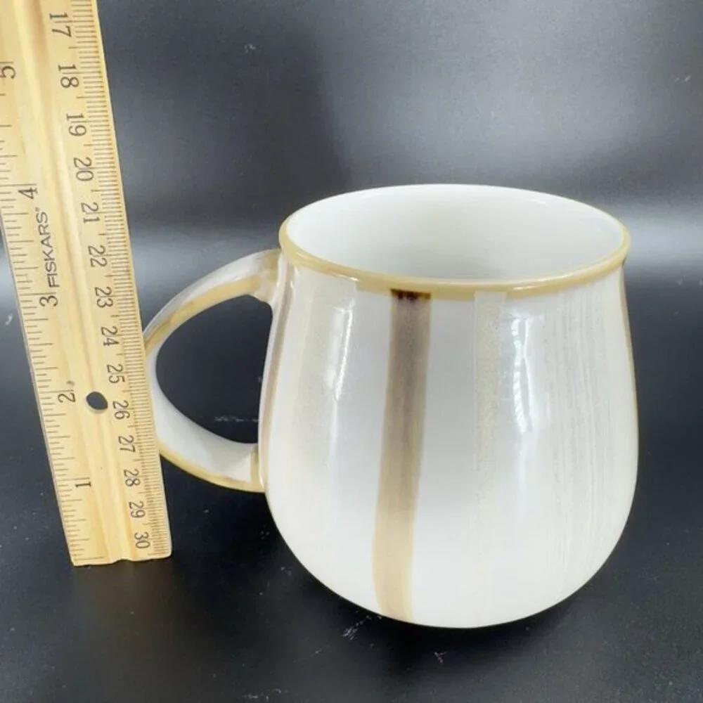 Denby Truffle Layers Stoneware Mug Cup Brown Stripes Porcelain England Set Of 2‎